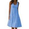 Summer Women's Plus Size Women O-Neck Sleeveless Ruffles Mini Dress Boho Solid Beach Sundress Oversized Loose Dress
