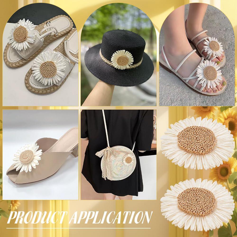 5/10/20pcs Sunflower & Daisy Craft Embellishments White & Beige DIY Decor Accessories for Beach Hats Clothing Curtains Ties
