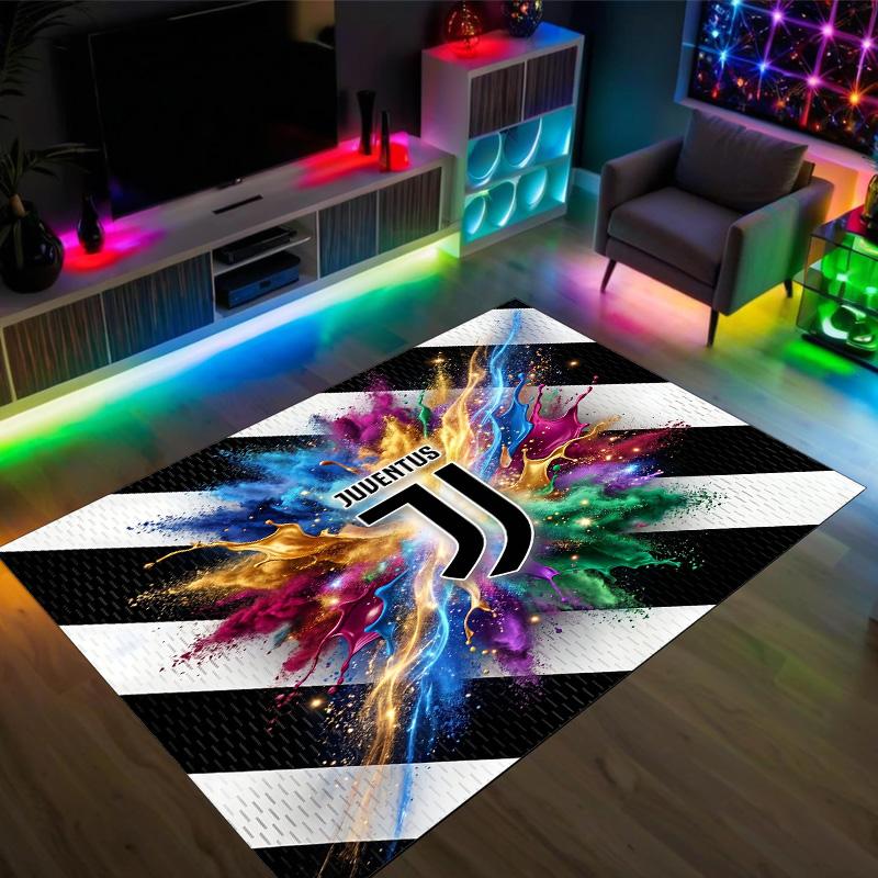 Tappeto in Velluto di Cristallo Design Juventus FC Accogliente Non?Tappeto Stampato Antiscivolo per Camera da Letto Soggiorno Ingresso