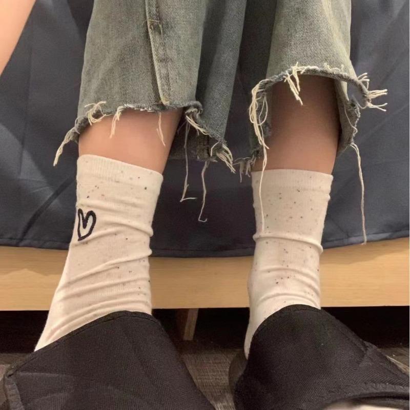 Female Spring and Autumn New Love Lovely All Match Cartoon Tube Pile Socks