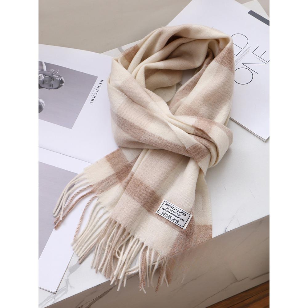 Лучшие товары в Великобритании 100% шерстяной клетчатый шарф женский зимний студенческий — фото 8