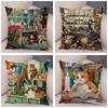 Oil Painting Color Cat Cushion Cover Pillowcase Home Decor Cartoon Animal Sofa Pillowcase Pillowcase Aesthetics