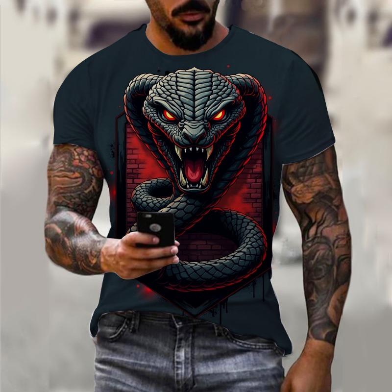 Men s snake patterned breathable T-shirt 2XS