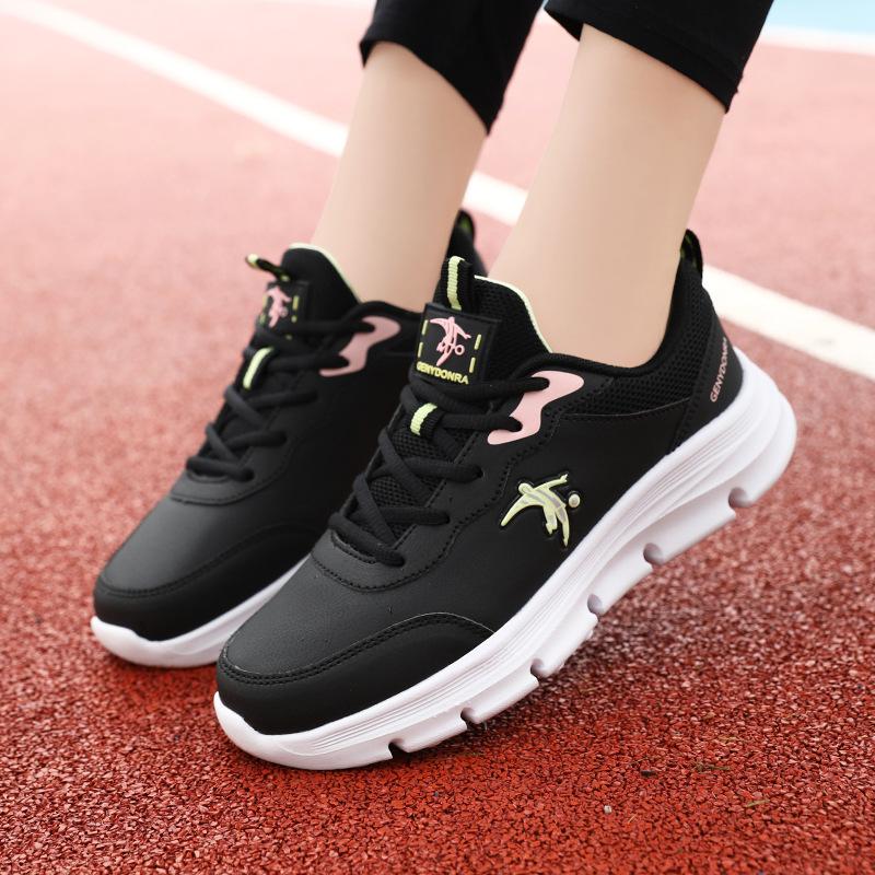 Joni Danlai women's shoes sneakers spring and autumn new casual shoes leather surface waterproof, lightweight and non-slip running shoes