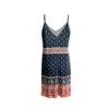 Women's Boho Paisley Print Cami Dress Tie Front Spaghetti Straps Short Dresses