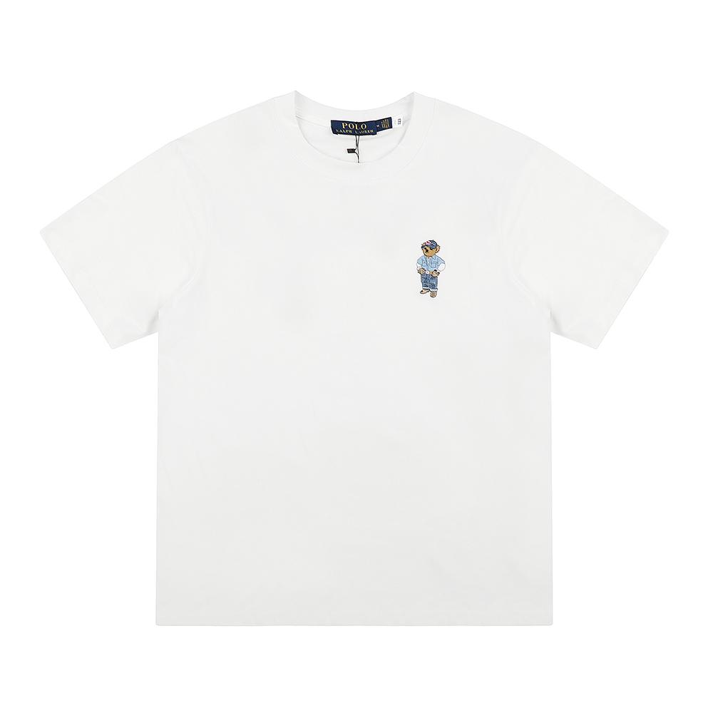 Ralph Lauren Summer Men's and Women's 100% Cotton Polo Bear T-Shirt Embroidered Logo Casual Short Sleeve Tee