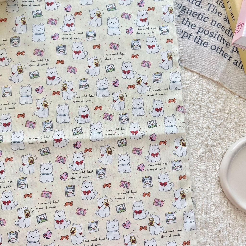100% Cotton Digital Print Fabric: Korean Style Cartoon Animal & Floral Design for Women's, Children's Clothing & Homewear DIY