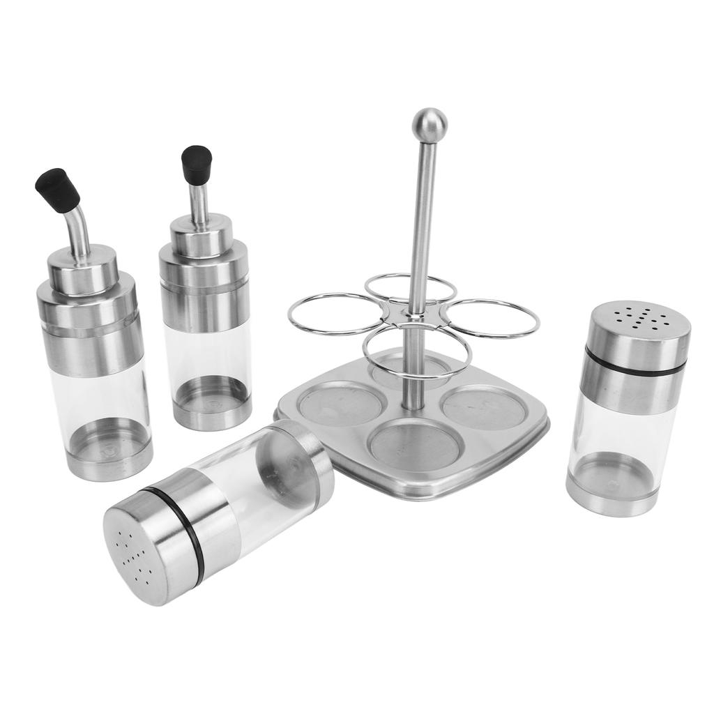 4pcs Seasoning Containers 304 Stainless Steel Condiment Pot Spice Jar Set for Kitchen