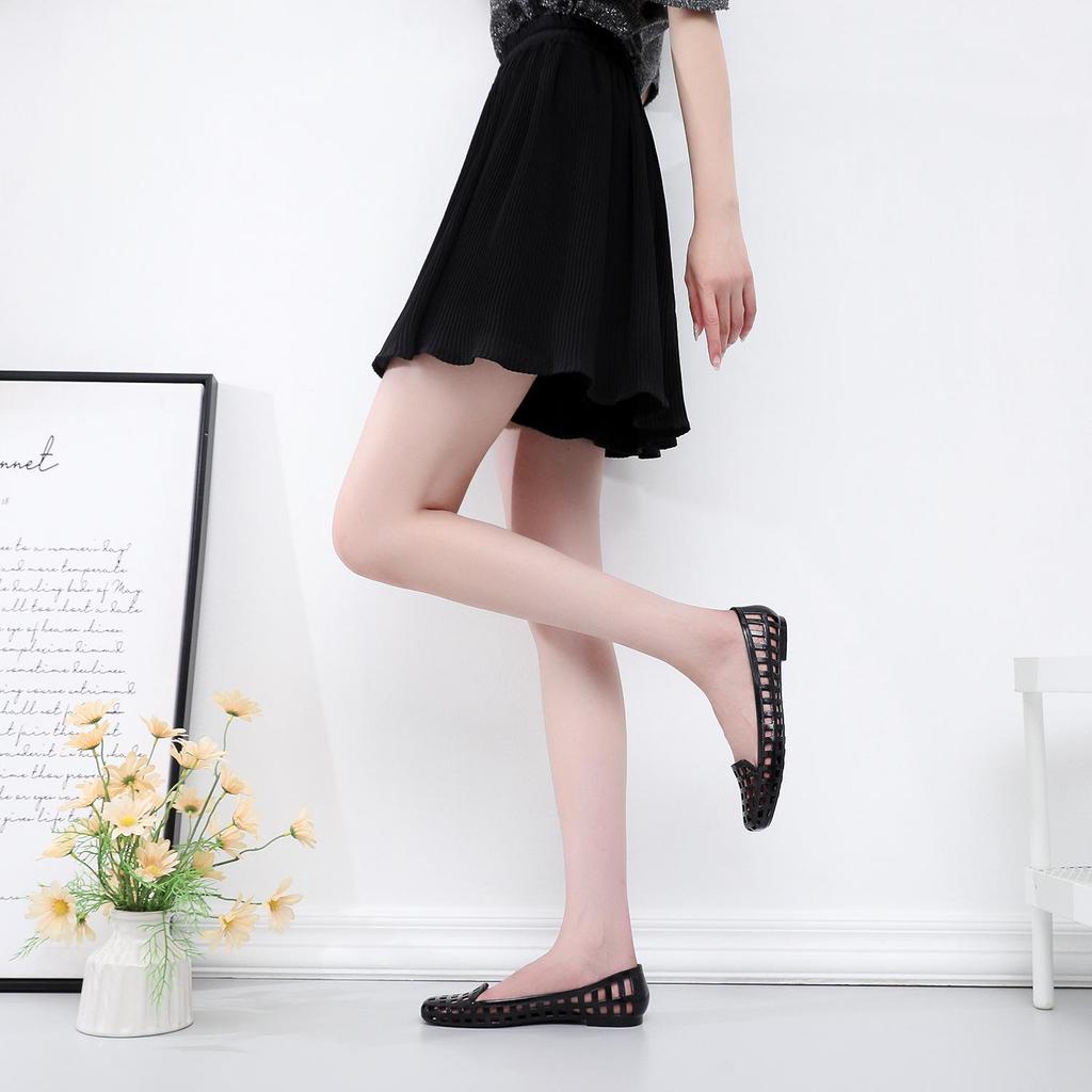 Korean-Style Square Toe Low-Cut Transparent Slip-On Women's Sandals