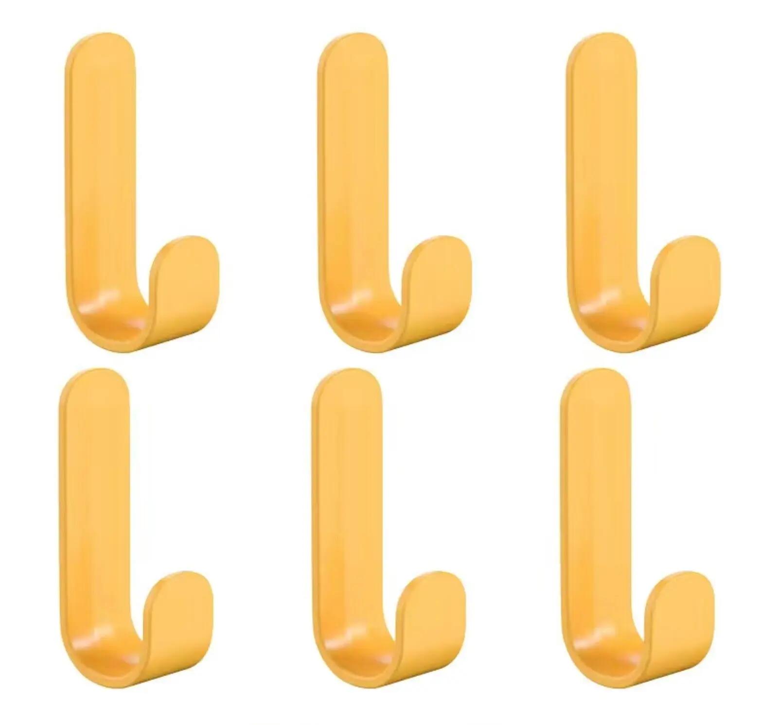 

6 шт. самоклеящиеся прочные настенные крючки для полотенец, вешалка для дверей, держатель для ключей, аксессуаров для кухни и ванной комнаты, домашний органайзер жёлтый