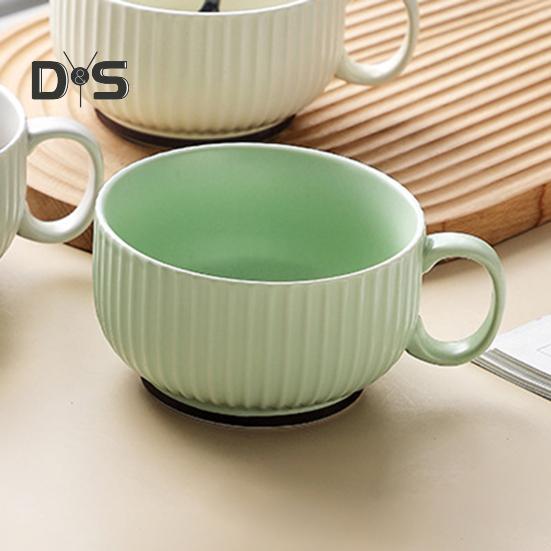 Ceramic Milk Cup with Handle Safe Bouillon Cup Cream Aesthetic Breakfast Bowls Microwave & Oven Safe Tableware for Home Outdoor Restaurant