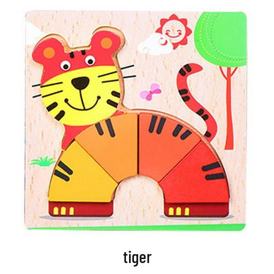 Verdicktes 3D-Holztier- und Transportpuzzle - Pädagogische Bausteine für Kleinkinder