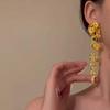 High-end Gold Flower Earrings, Retro Horse Face Dress Stud Earrings, Exaggerated and Elegant Long Dangling Earrings