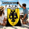 Custom Name Personalized AEK Athens FC Print Beach Towel, for Trip Camping Beach Party Home Decor, Birthday Gift for Family & Friends