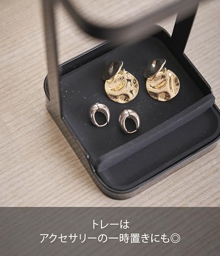 Yamazaki Tower Hair Iron Stand with Heat-Resistant Tray, Black, Approx. 10.5 X 10.5 X 16.5 Cm, Tower Hair Iron Holder 5063