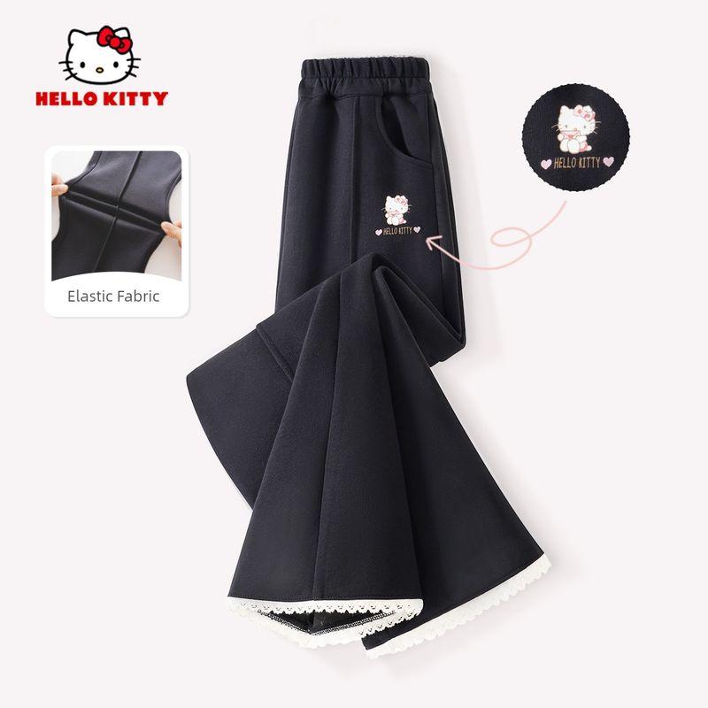 Hello Kitty Girls  Sweater Set, Pink Kidsren s Knitwear, Stylish Girls  Bootcut Pants, Toddler Clothes [Bootcut Pants] Solid Black 120