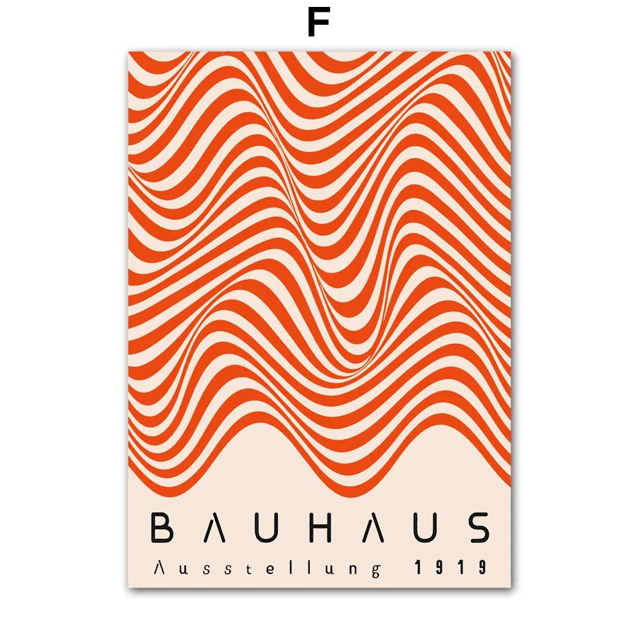 Bauhaus Geometrische Linien Regenbogen Wandkunst Poster Leinwand Nordisch Abstrakt Leinwanddrucke für Moderne Hotelbar Wohnzimmer Dekor