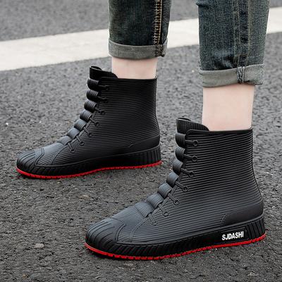 New Rubber Man Boots Trend Men Rain Boots Platform Outdoor Shoes Slip On Waterproof Work Mens Booties Soild Shoes Bota Masculina