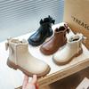 Girls Winter Warm Faux Leather Martin Boots With Bow Detail Side Zip Low Calf Snow Ages 4-12