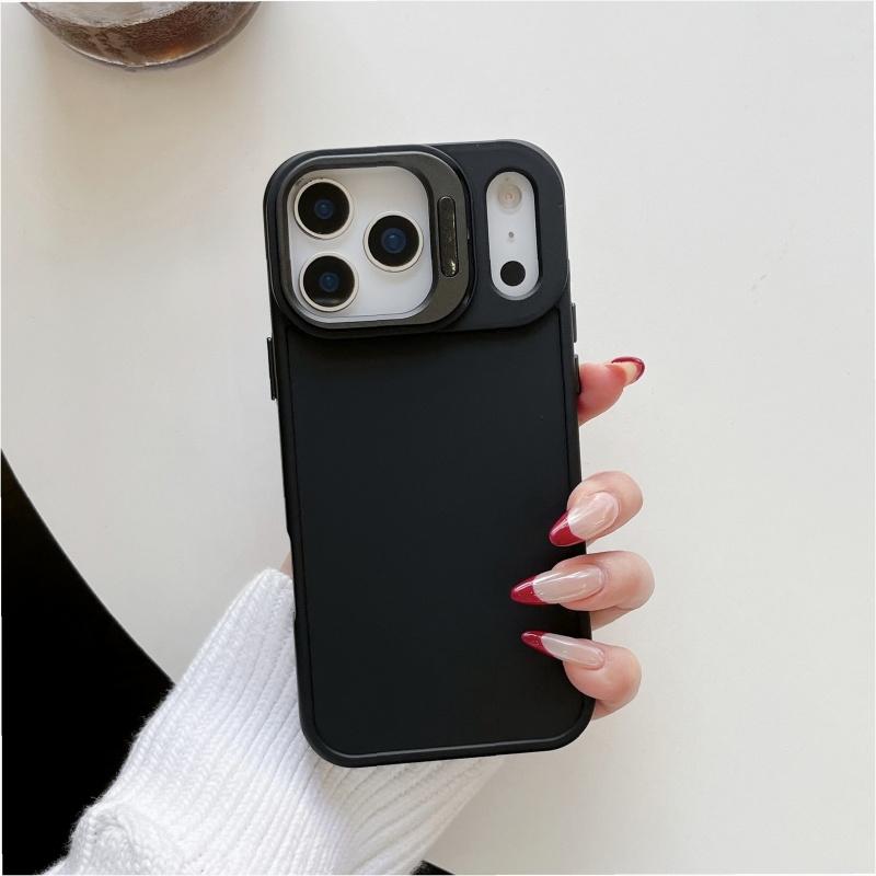 Fashion Fluorescent Candy Color Hide Lens Stand Phone Case For iPhone 17 Air 16 E 15 14 13 Pro Max Plus Bracket Anti-fall Cover