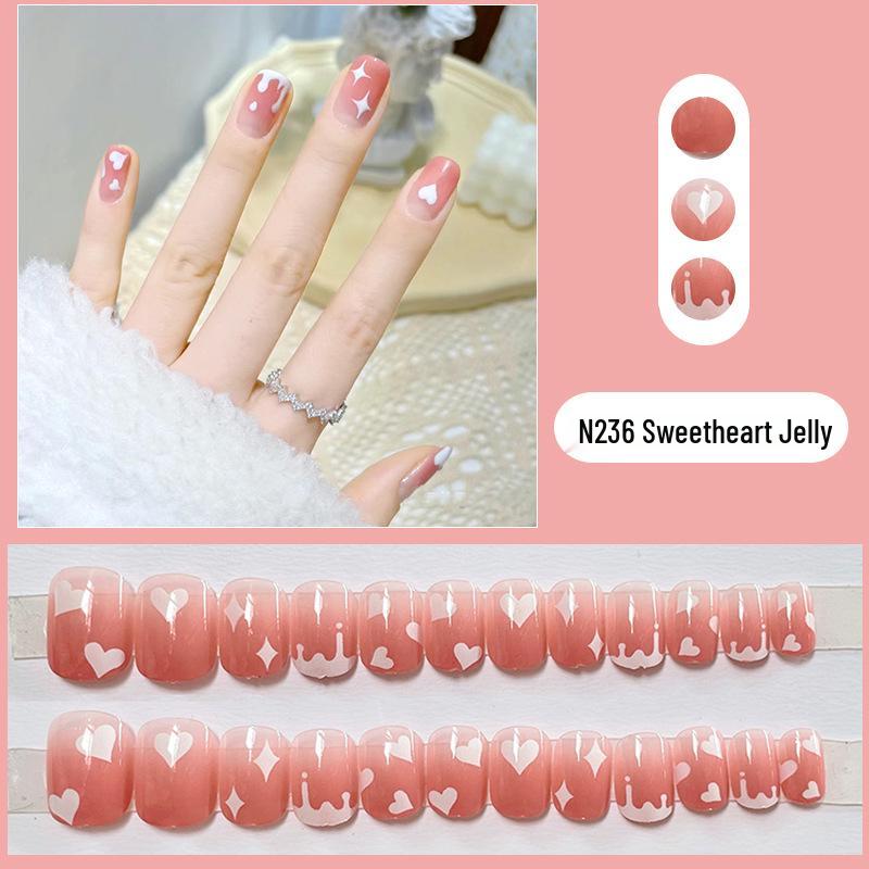 Sweetheart Star Jelly Press-On Nails: Gentle, Fresh Manicure Stickers for Fair Skin