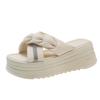 Summer Heels Slippers Women Casual Beach Slippers Fashion Embossed Pleated Slippers Outdoor Platform Slides Shoes Women Sandals