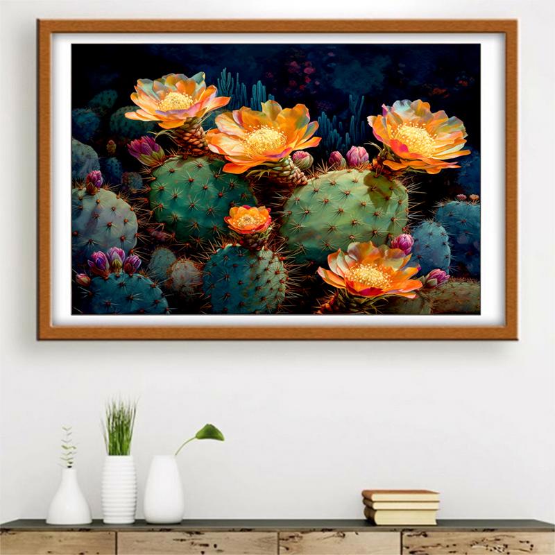 5d DIY Diamond Painting Cross Stitch Cactus Flowers Diamond Embroidery Mosaic Full Round Drill Home Decor Arts