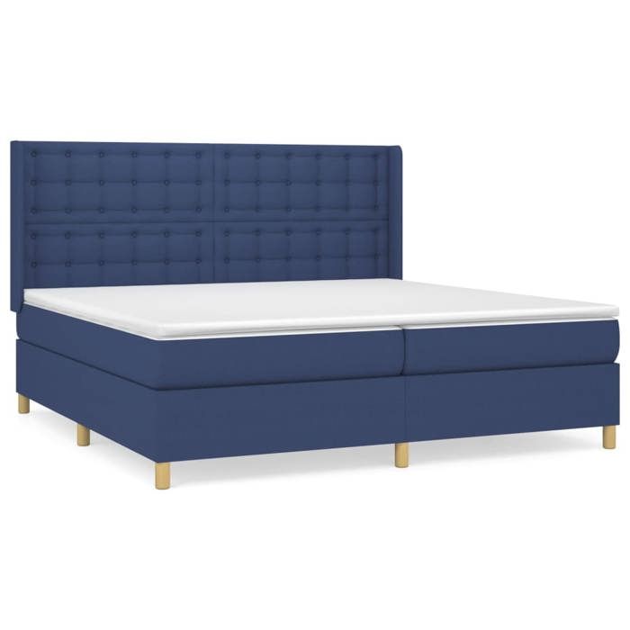 Exclusive House - Slatted Bed Base with Mattress Blue 200x200 Cm Fabric