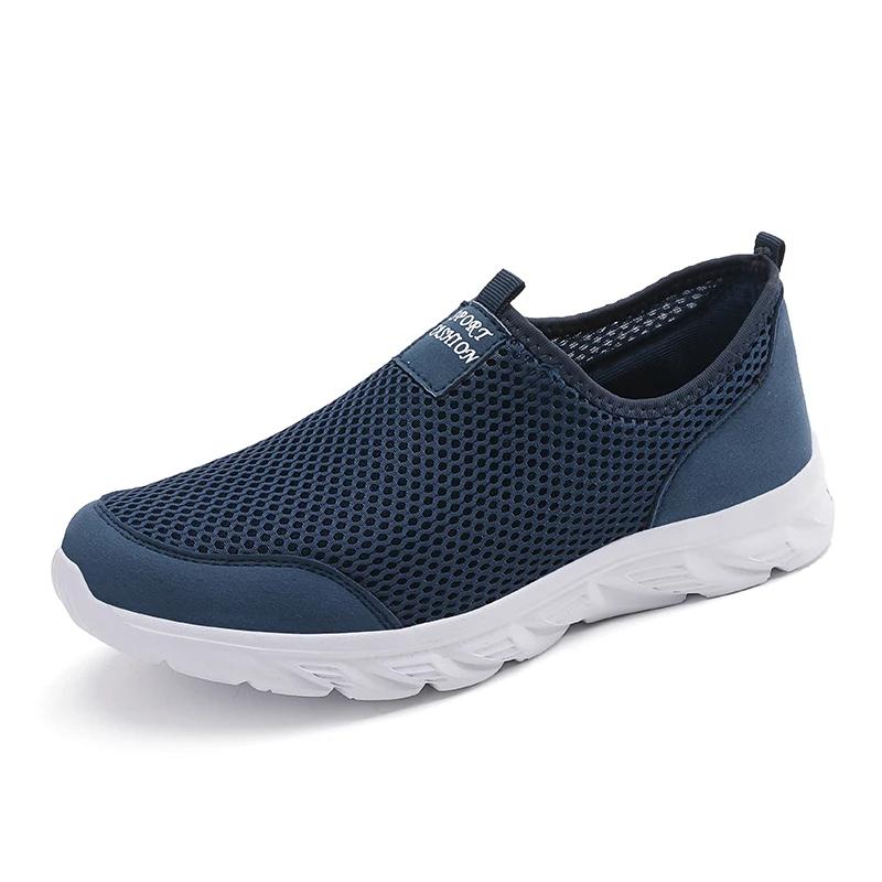 2025Men Shoes Summer Breathable Mesh Soft Lightweight Walking Casual Travel Shoes Male Loafers Slip-On Sneakers Big  Men Shoes