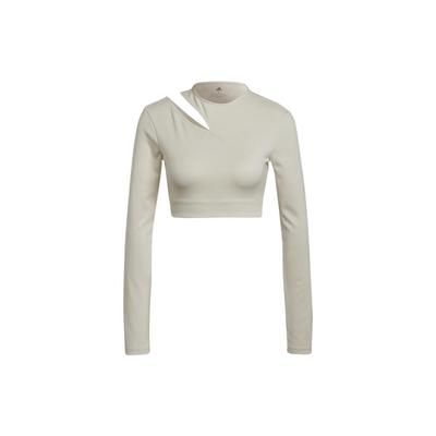 Einfarbiges Sport-Fitness Langarm-T-Shirt Damen Tops Hellgelb HM3180