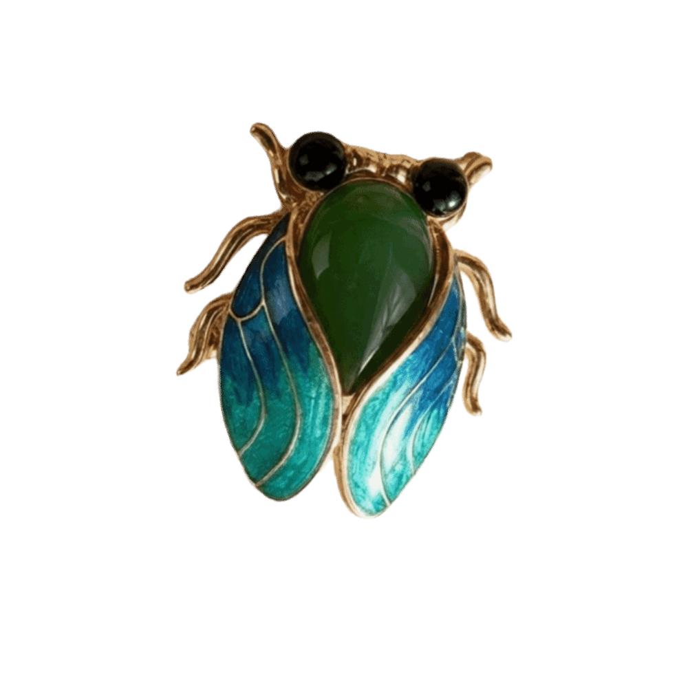 Zinc Zinc Alloy Cicada Brooch Chinese Style Enamel Brooch New Insect Lapel Pin Suit