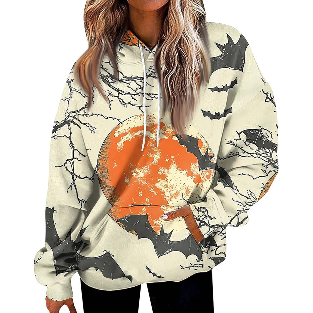 Women's Casual Fashion Print Long Sleeve Pullover Hoodies Sweatshirts