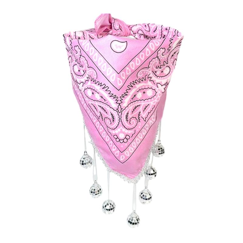 Western Disco Fringed Bandana for Bridal Shower Vintage Cowgirl Headscarf Costume Female Bandana Night Club Party Wear