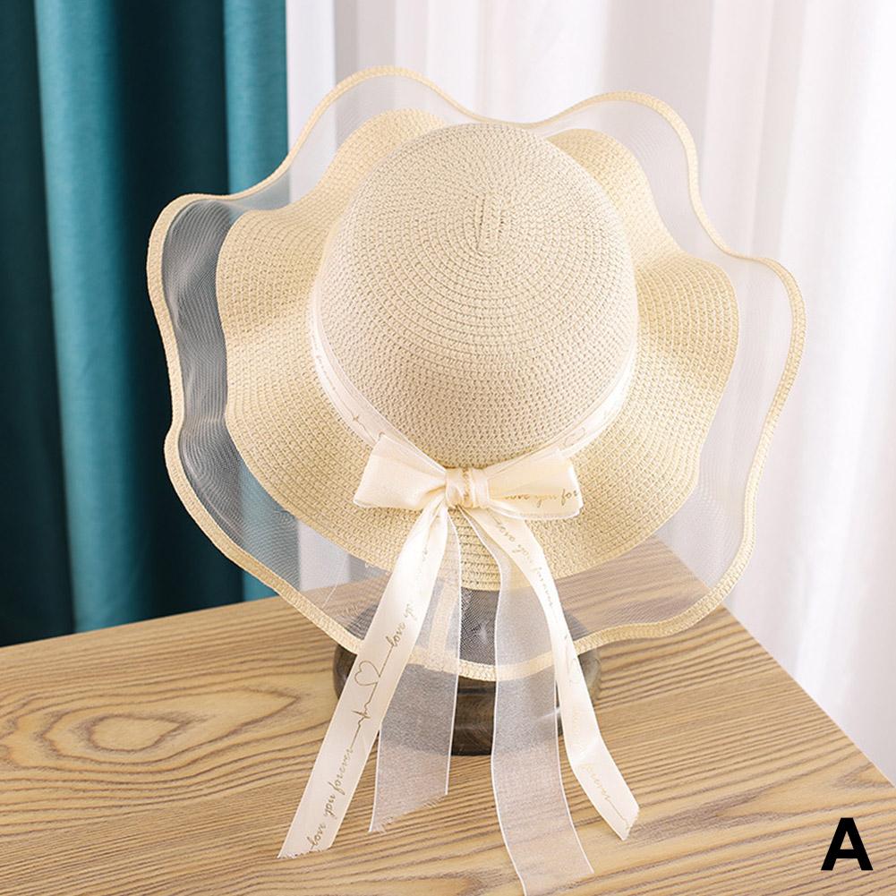 Strandstrohhut für Damen im Sommer Koreanischer Stil Große Krempe Sonnenschutzhut Vielseitiger Modeurlaub Strandhut