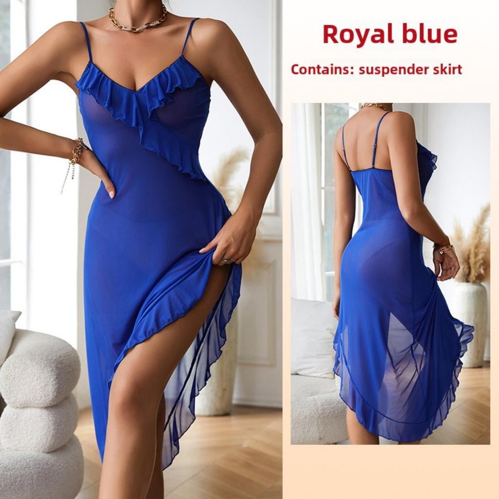 Sexy Mesh See-through Pajamas Sexy Underwear Suspenders Nightgowns Loungewear