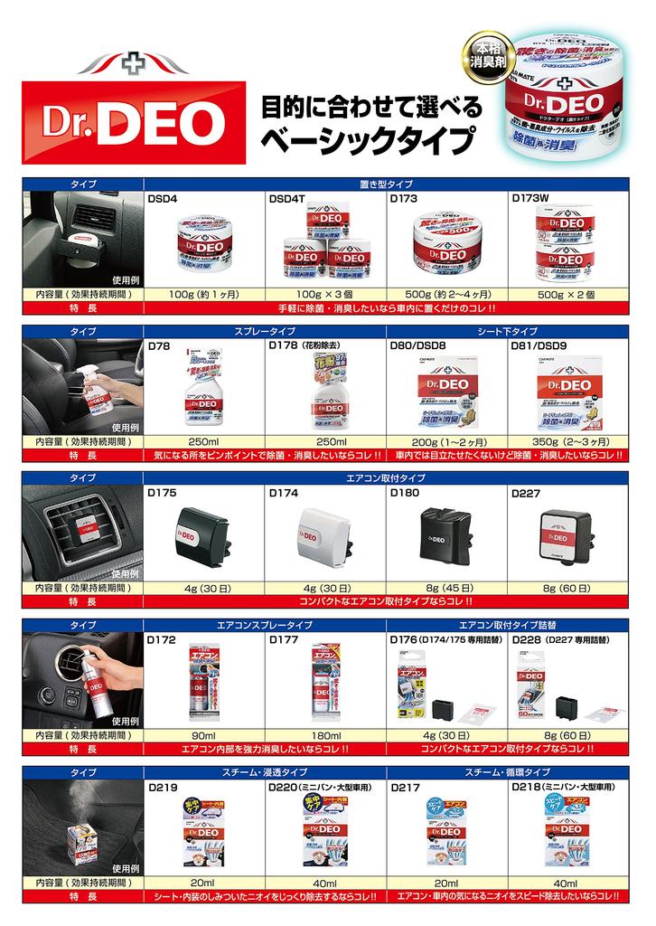 CARMATE Car Disinfectant Deodorizer Steam Circulation Type Freestanding Unscented Stabilized Chlorine Dioxide 330g D218 Dr.DEO