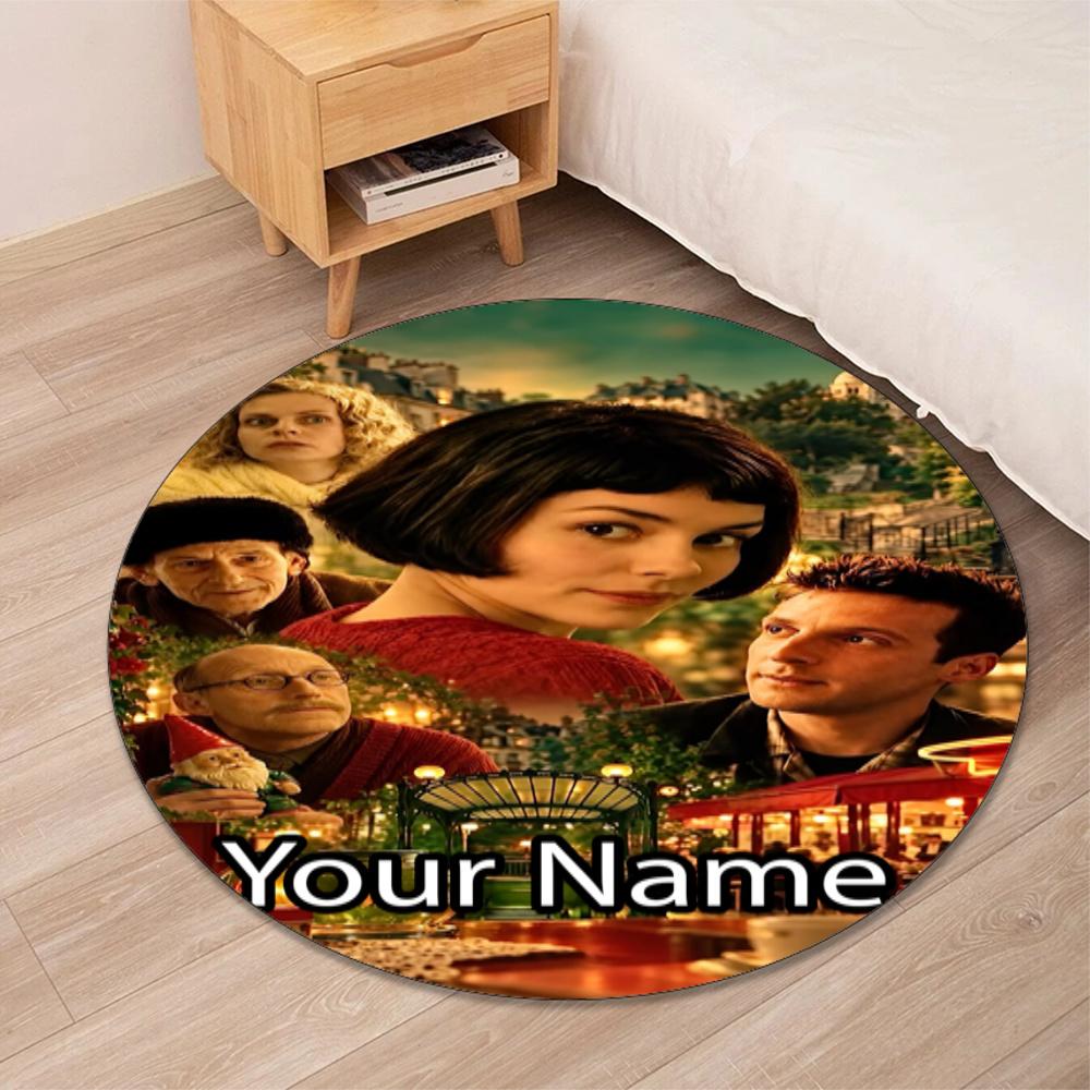 Custom Name Amélie Printed Round Rug Carpet Chair Rug Area Rug Entryway Doormats,for Office Chair Living Room Bedroom Kitchen Room.
