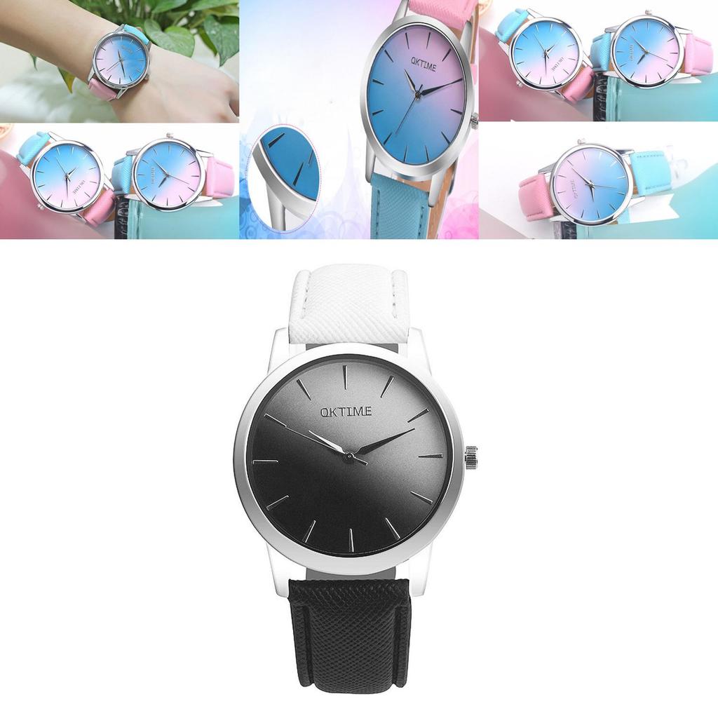Elegant Women Rainbow Design Analog Quartz Sport Wrist Watch With Artificial Leather Band