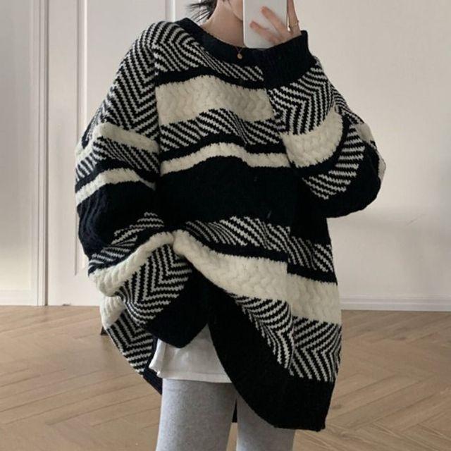 Zara Striped Loose Sweater Buy Striped Sweater Women's Autumn