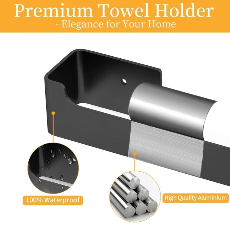 Auto Stick Bathroom Towel Rack 30cm Aluminum Wall Mounted Towel Holders Simple Installs for Kitchens Not Holes Required