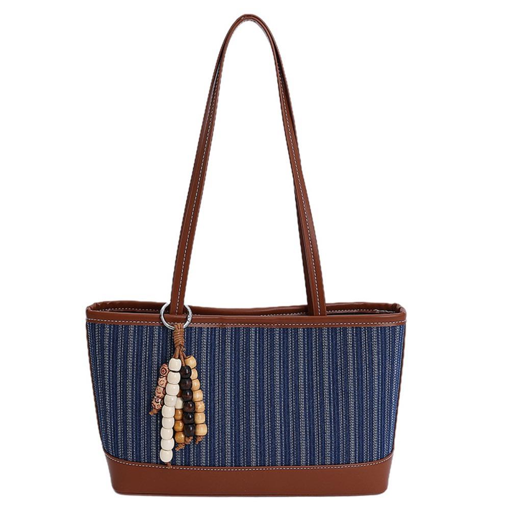 Handbag Denim Splicing Tote Bag Large Capacity Ins Square Tote Bag Simple Shoulder Bag  Travel