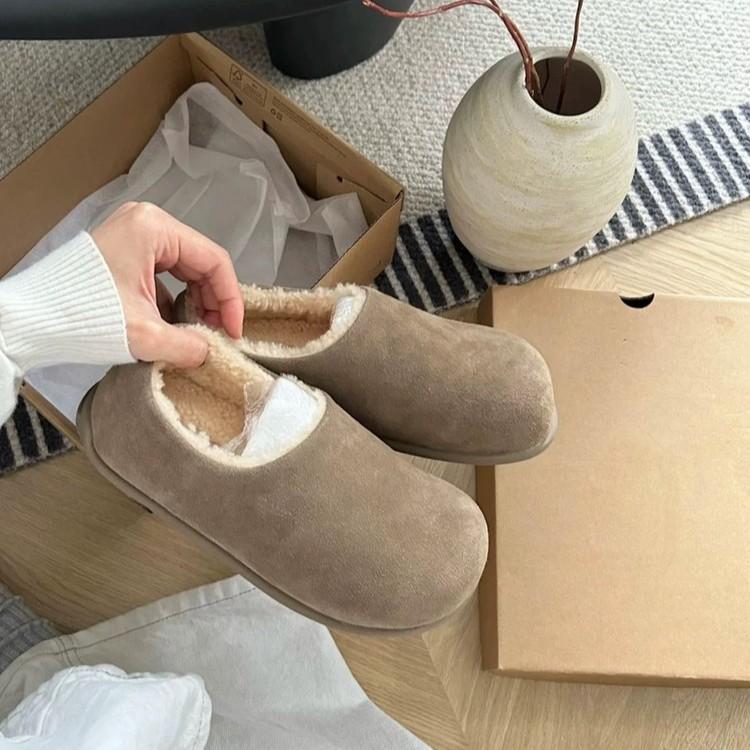 Casual Lazy Wind Fur Integrated Snow Boots Women's 2025 Autumn and Winter New Muller Shoes Small Potatoes One-pedal Shoes Women