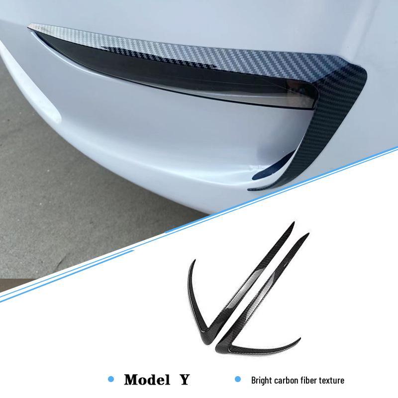 Tesla Model Y/3 Bumper Fog Light Anti-Collision Decorative Frame & Wind Knife Headlight Eyebrow