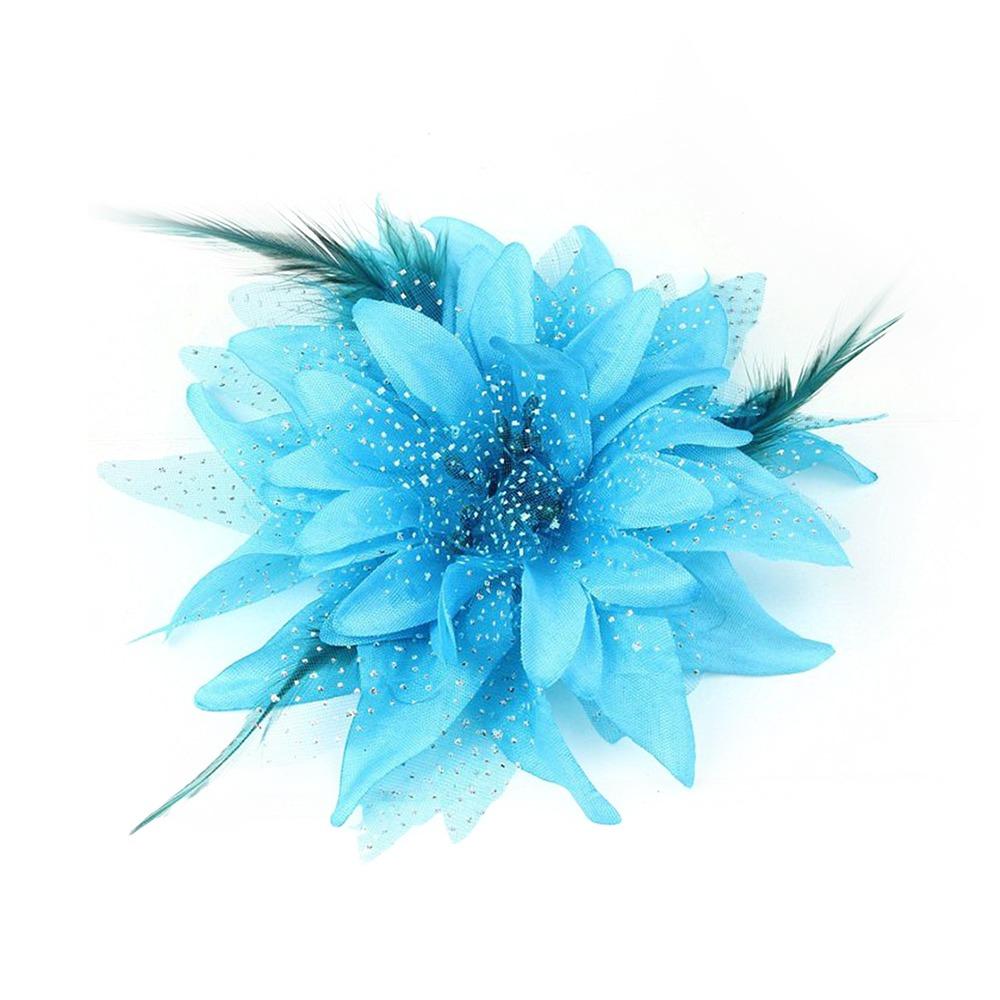 Fashion Brooch Feathers Hair Clip Flower Beads Bridal Hairpin Headdress Corsage Feather Hairband for Ladies Children's
