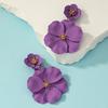 Mori Retro Long Temperament Colorful Flower Spray Paint Multi-Layer Creative Earclip Earrings