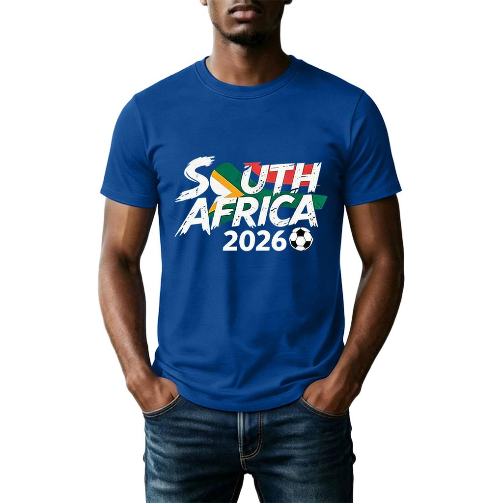 Unisex Voetbal Fan Shirt Zuid-Afrika 2026 Support Shirt Casual Top met Korte Mouwen voor Voetbal Evenementen en Sportactiviteiten