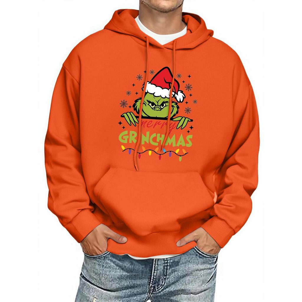Men's Print Hooded Sweatshirt Long-Sleeve Casual Pullover Hoodie Hooded Sweatshirt