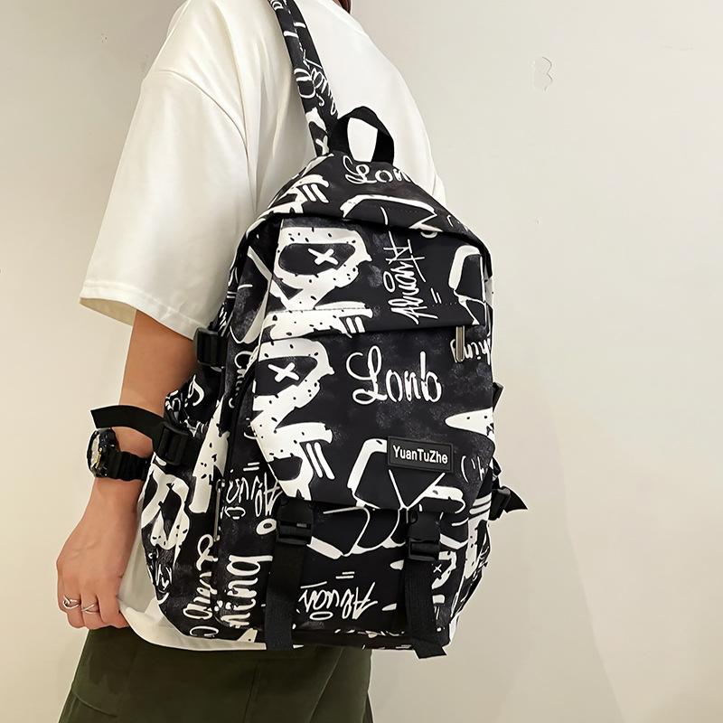 Schulrucksack Trendmarke Rucksack Herren Ins Trendig Cool Große Kapazität Graffiti Rucksack Herren Freizeit College Student Campus Schulrucksack
