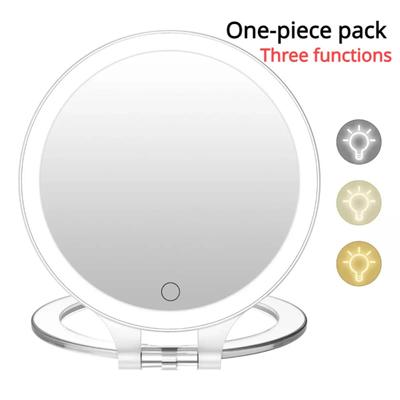 Specchio da Trucco con Luce LED Bianco Luce Diurna Specchio da Toeletta Base Staccabile/per Conservazione 3 Modalità Specchio con Luce Cavo USB per Regalo