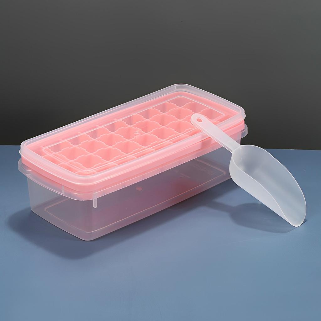 Ice Cube Tray with Lid Large Capacity Ice Maker Mold Stackable Square Ice Cube Container Easy Release Candy Jelly Making Mould